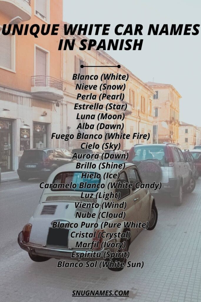 Unique White Car Names in Spanish