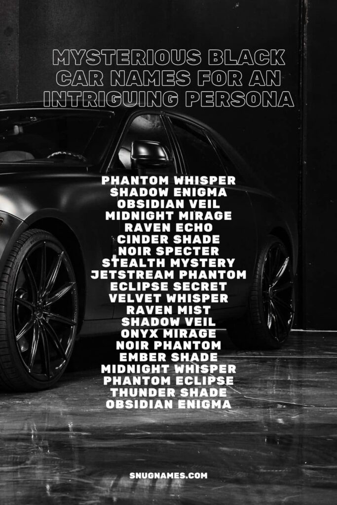 Mysterious Black Car Names for an Intriguing Persona