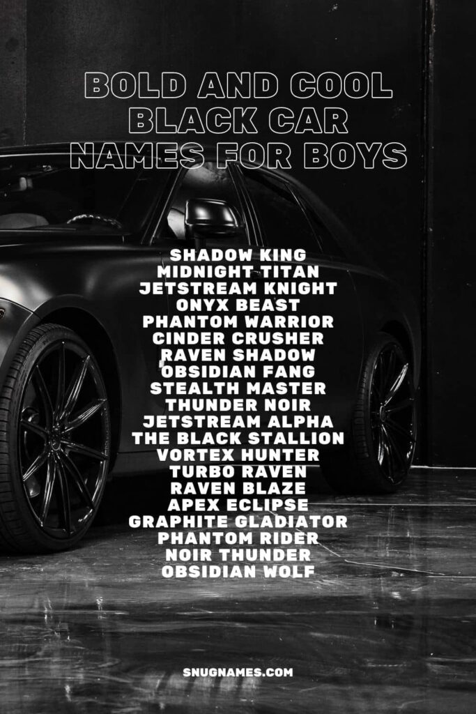 Bold and Cool Black Car Names for Boys