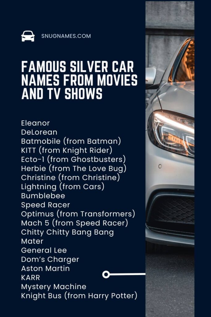 Famous Silver Car Names from Movies and TV Shows