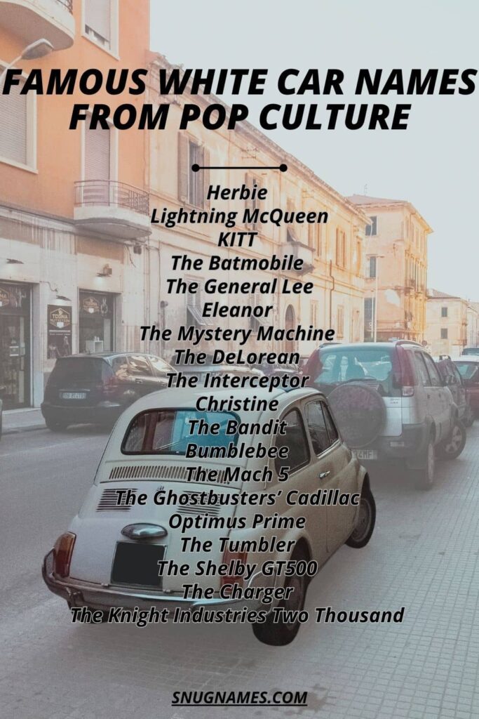 Famous White Car Names from Pop Culture