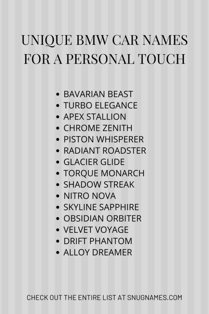 Unique BMW Car Names for a Personal Touch